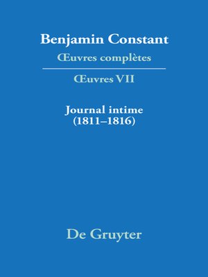 cover image of Journal intime (1811–1816). Carnet. Livres de dépenses